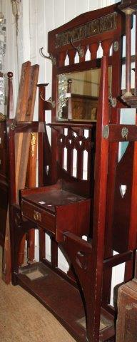 Arts and Crafts mahogany hall stand
